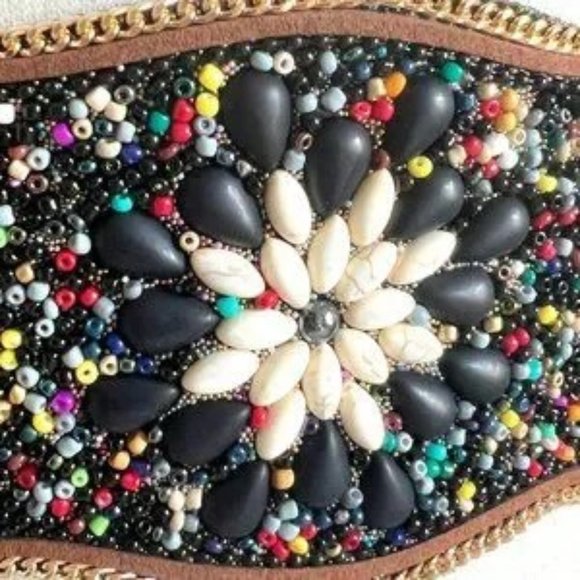 BERLIN VI Stunning Boho Gypsy Western Beaded Belt Size S/M (23" to 36") - Picture 4 of 6